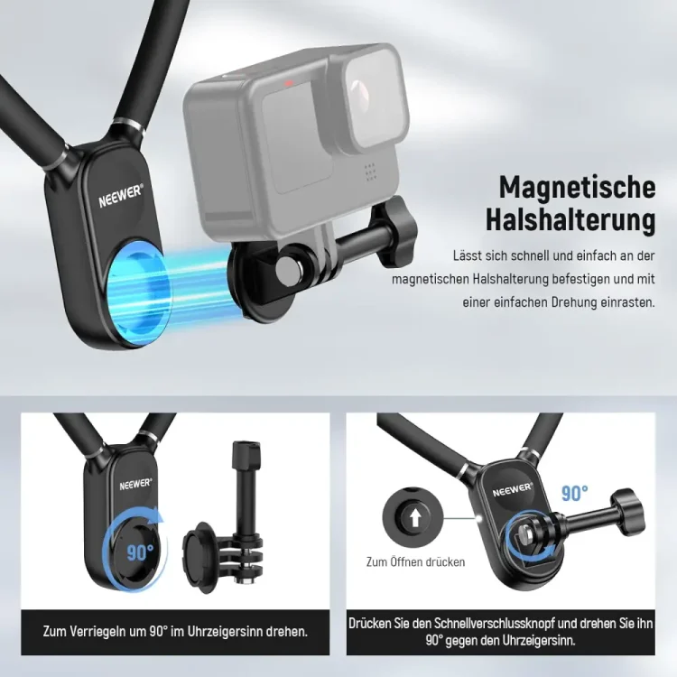 هولدر گردنی نیورNEEWER GP15 MAGNET POV/VLOG NECK MOUNT - Image 3