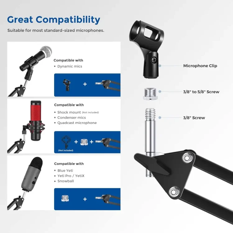 پایه میکروفون نیور NEEWER NW-35A MICROPHONE ARM STAND MOUNT - تصویر 2
