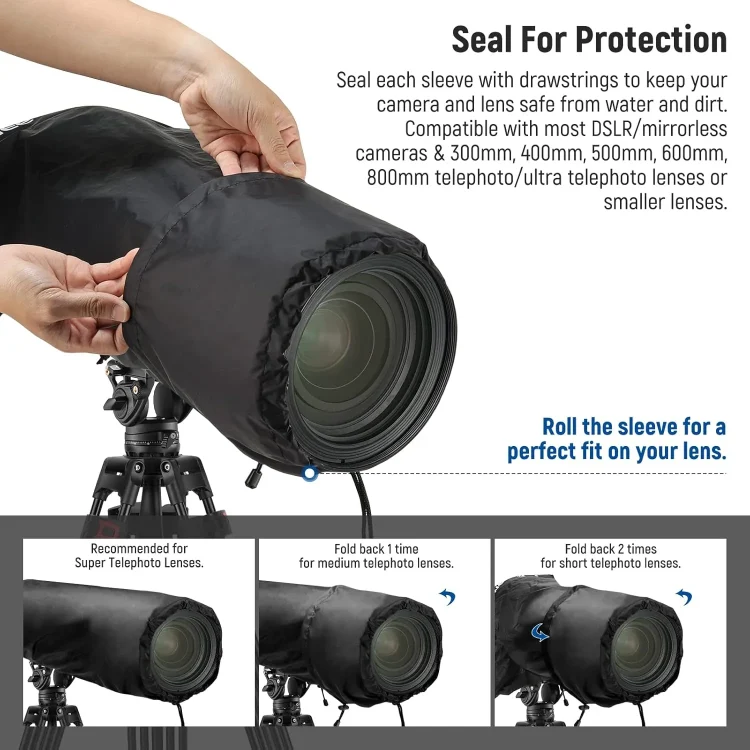 کاور باران دوربین نیور NEEWER PB004 CAMERA RAIN COVER FOR DSLR AND MIRRORLESS L SIZE - Image 3