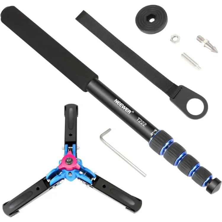 تک پایه نیور NEEWER T222 NEW VERSION ALUMINUM ALLOY TRIPOD MONOPOD+STAND BASE - Image 6