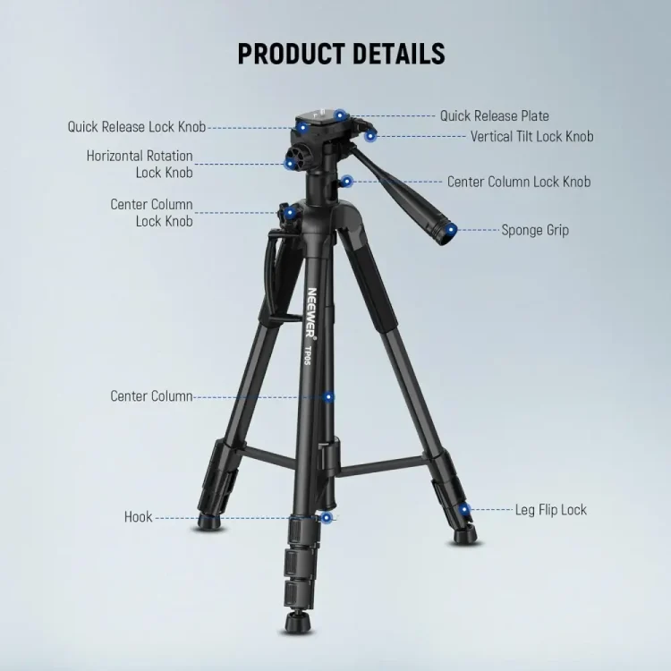 سه پایه دوربین نیور NEEWER TP05 CAMERA TRIPOD WITH PAN HEAD - تصویر 6