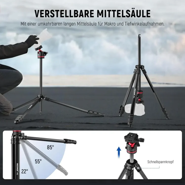 سه پایه دوربین نیور NEEWER TP12 TRAVEL TRIPOD WITH BALL HEAD AND PHONE HOLDER - تصویر 7