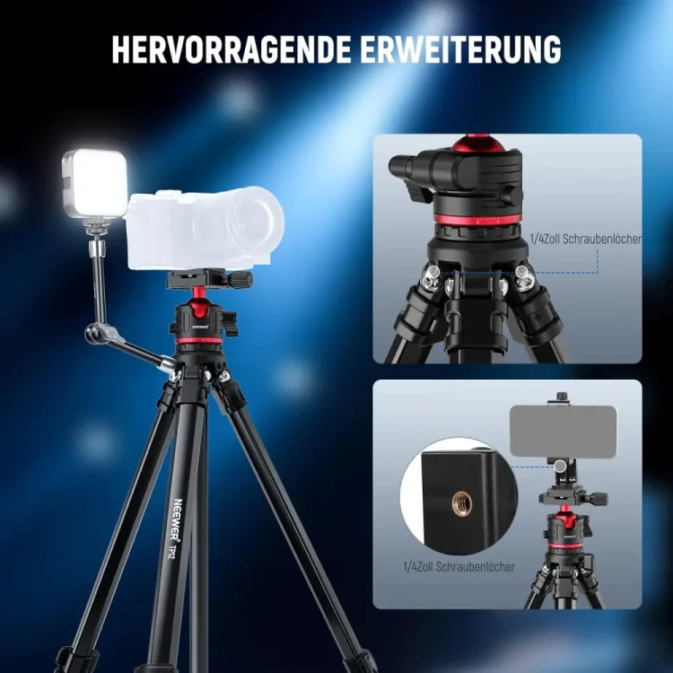 سه پایه دوربین نیور NEEWER TP12 TRAVEL TRIPOD WITH BALL HEAD AND PHONE HOLDER - تصویر 2