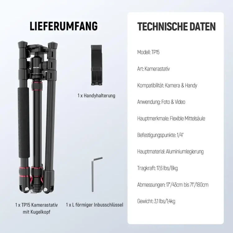 سه پایه دوربین نیور NEEWER TP15 Basics Camera Tripod Monopod - تصویر 9